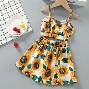 Sunflower Cami Crop Top & Skirt